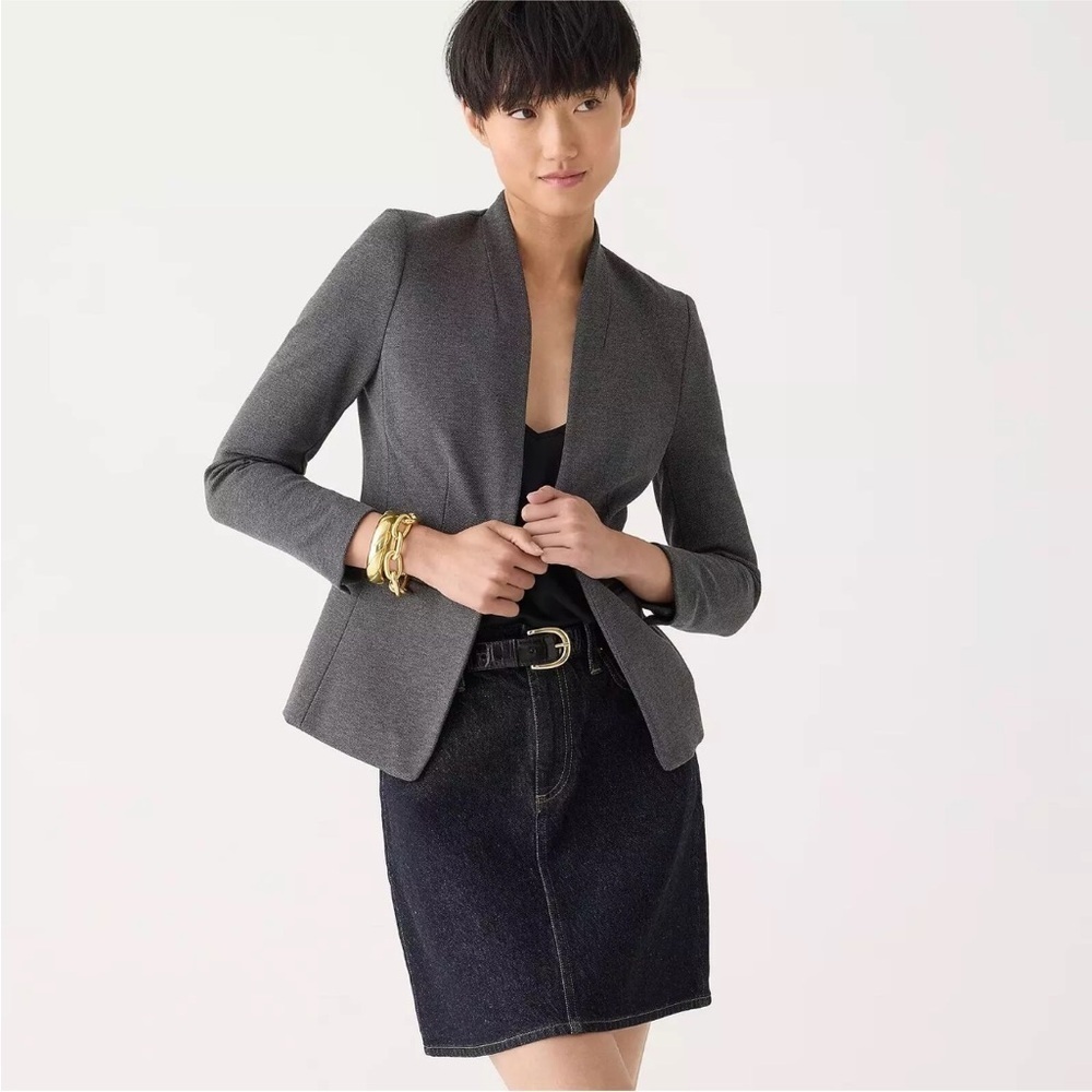 J.Crew 365 Womens Going-Out Blazer Stretch‎ Twill Open Front grey Size 4